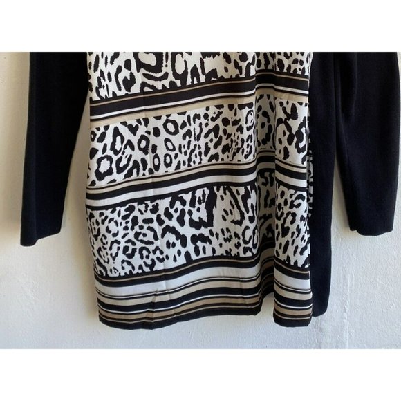 COPY - Chico's Knit Sheer Open Front Cardigan 1/Medium Black Animal Print Contr… - Picture 8 of 8